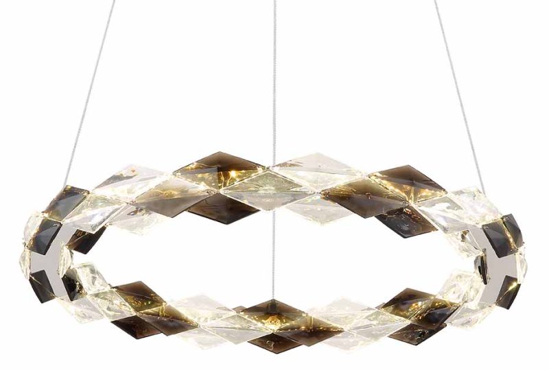 Hanglamp kransvorm chroom/rookgrijs acrylkristal L Globo Karilion - Afbeelding 2
