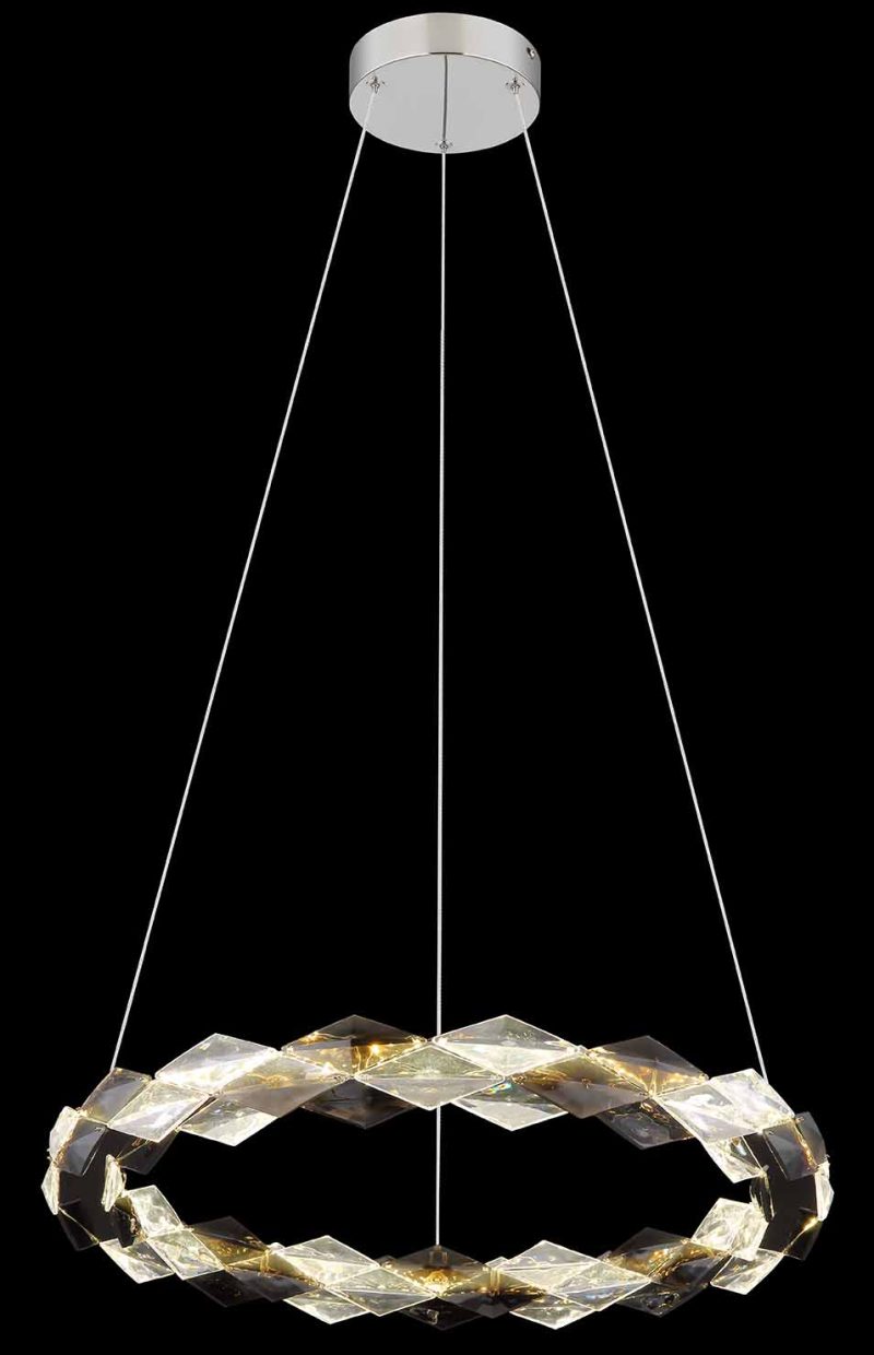 Hanglamp kransvorm chroom/rookgrijs acrylkristal L Globo Karilion - Afbeelding 3