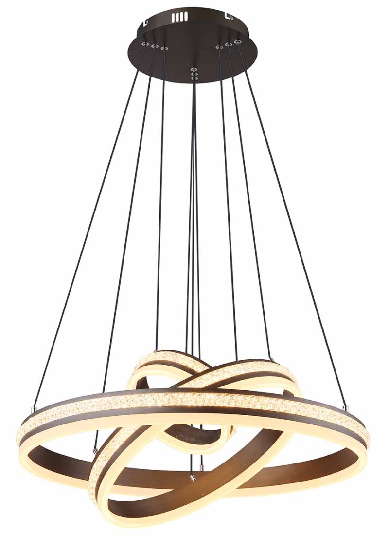 Hanglamp kristallen 3-ringconstructie nikkel/zwart Globo Grouni - Afbeelding 3