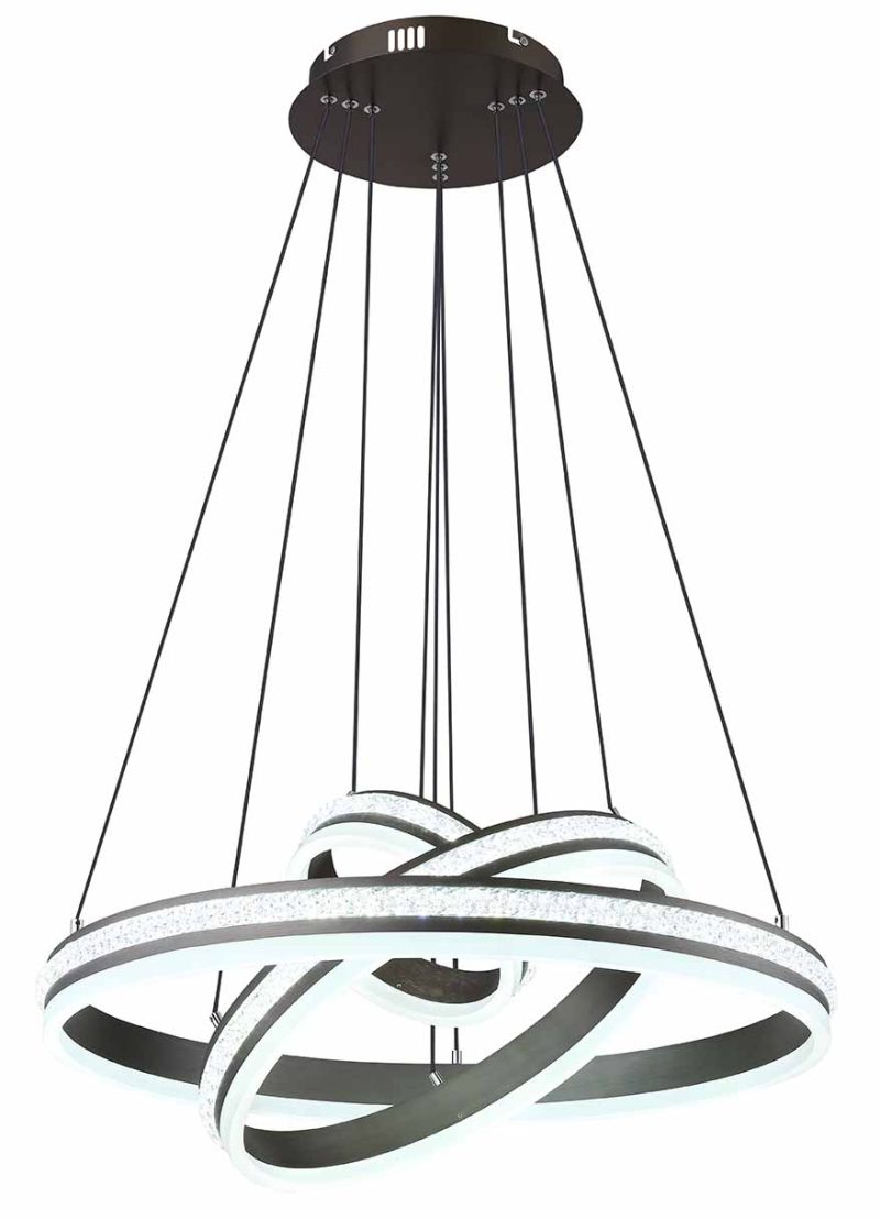 Hanglamp kristallen 3-ringconstructie nikkel/zwart Globo Grouni - Afbeelding 4