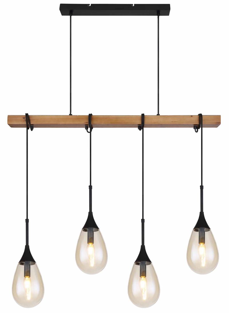Hanglamp metaal zwart landelijk Globo Paron - Afbeelding 2