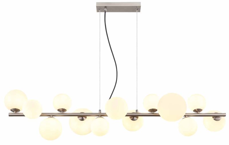 Hanglamp nikkel 13-opaalglaskap horizontaal Globo Riha - Afbeelding 2