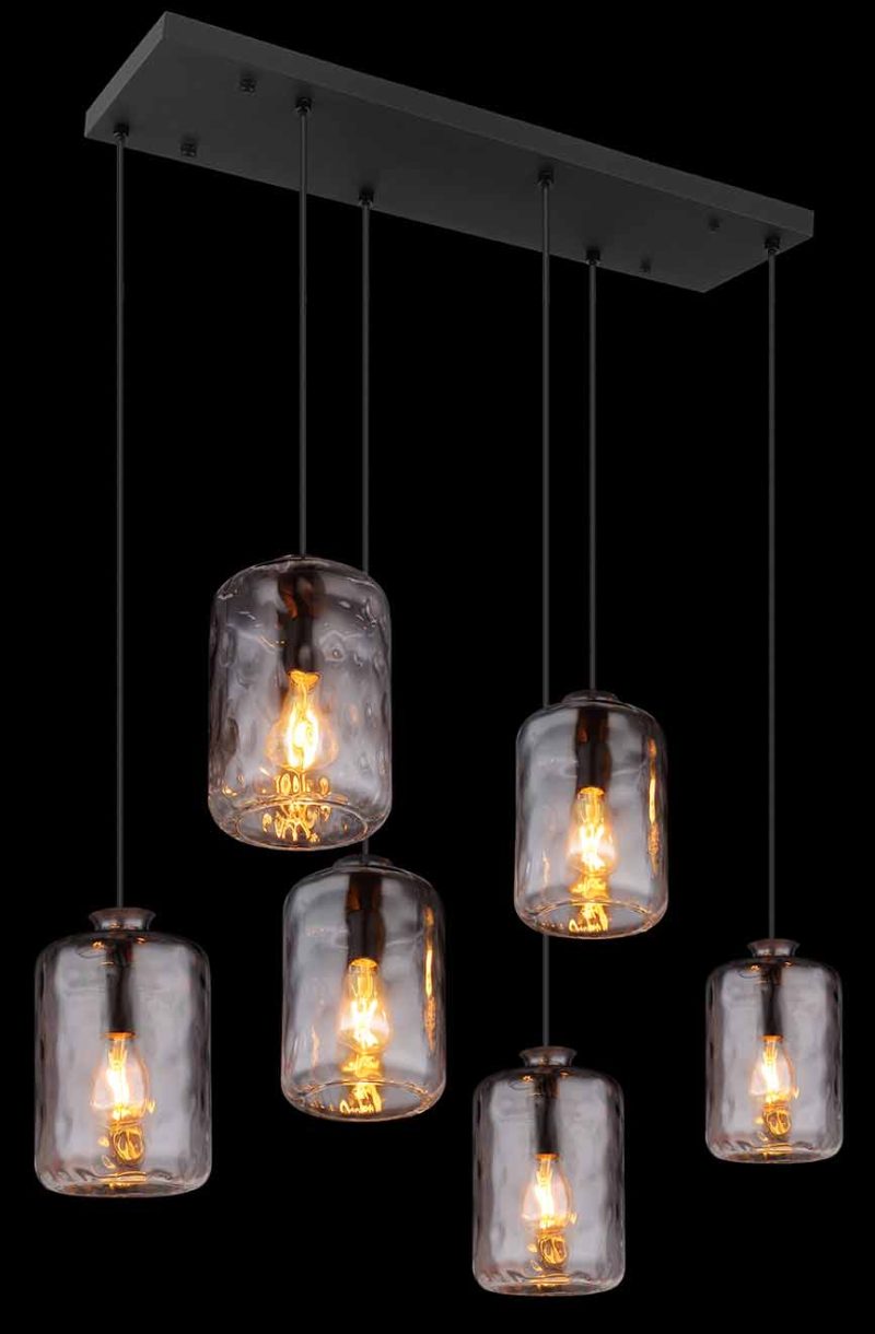 Hanglamp rookglas metaal modern zwart Globo Darina - Afbeelding 4