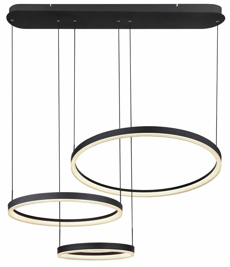 Hanglamp zwart 3-ring L Globo Augusto - Afbeelding 2