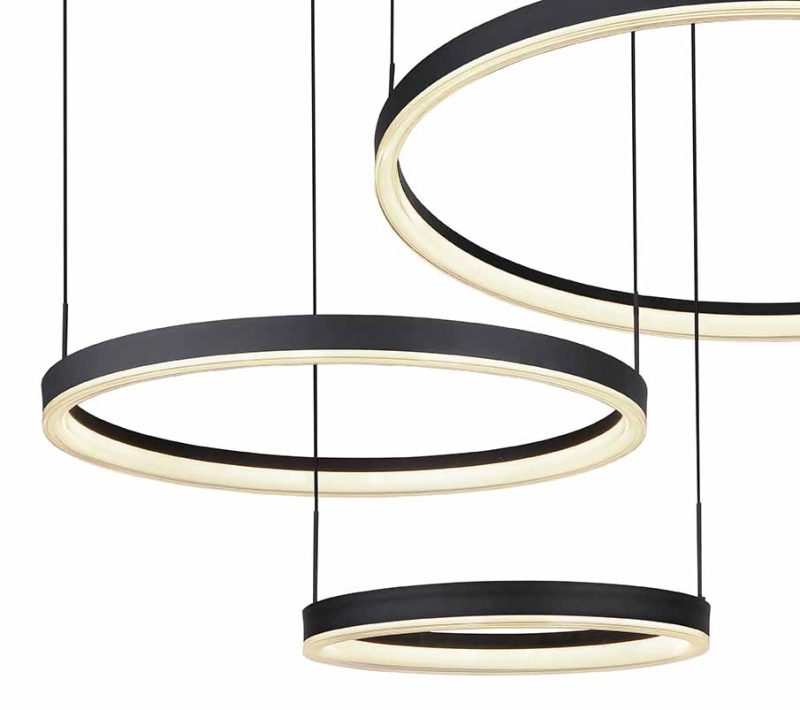 Hanglamp zwart 3-ring L Globo Augusto - Afbeelding 3