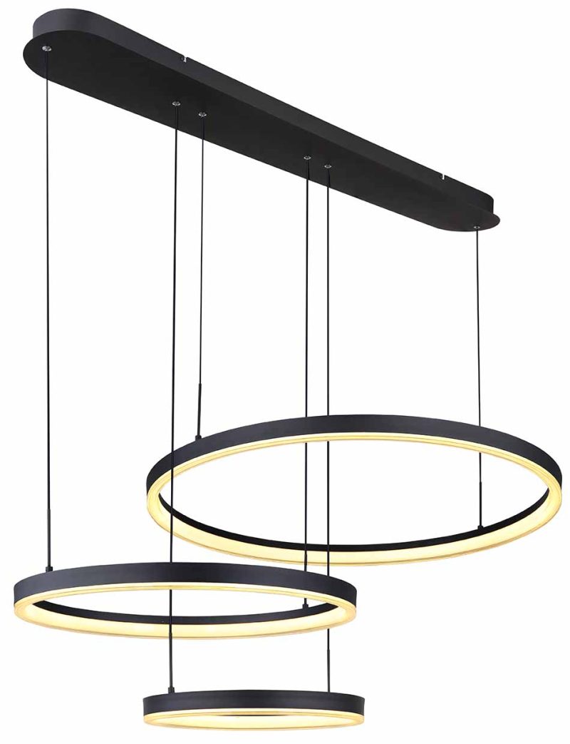Hanglamp zwart 3-ring L Globo Augusto - Afbeelding 4