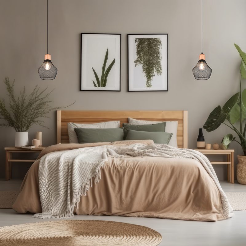 Hanglamp zwart metaal draadvlechtwerk houtdetail Valeria - Afbeelding 6