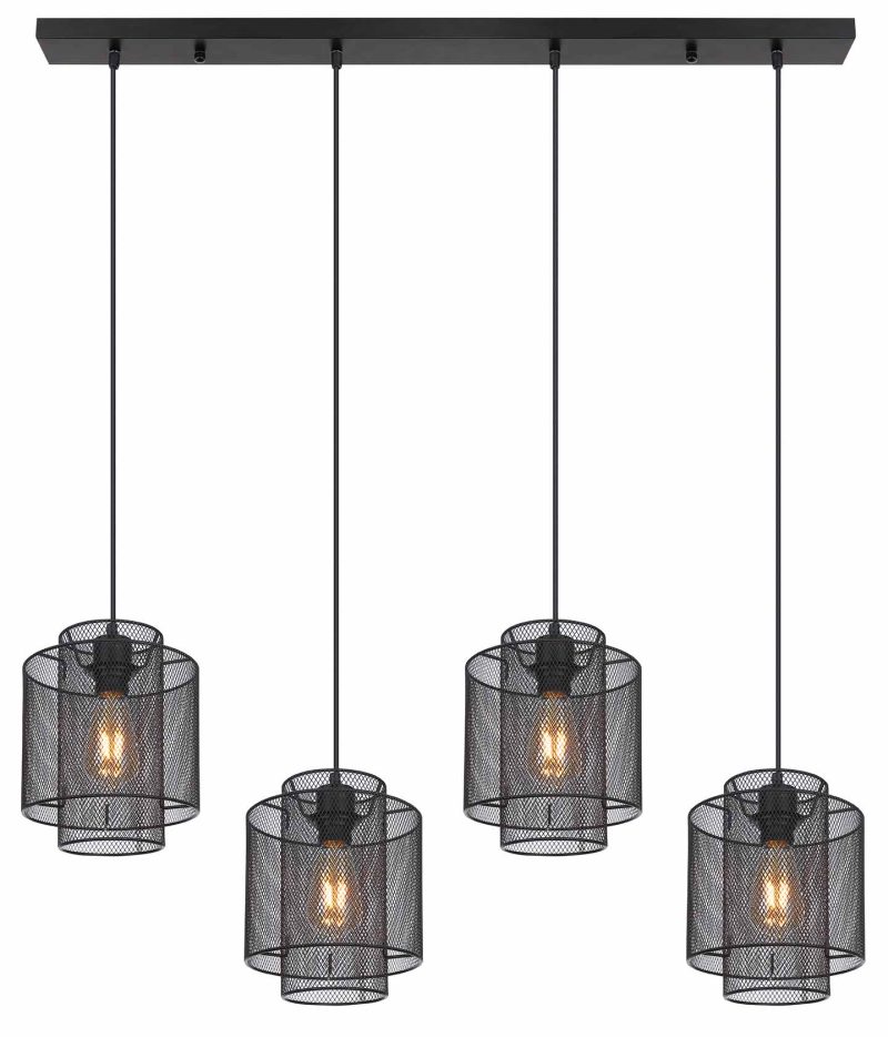 hanglamp zwart retro gaas metaal Globo Augustin - Afbeelding 2
