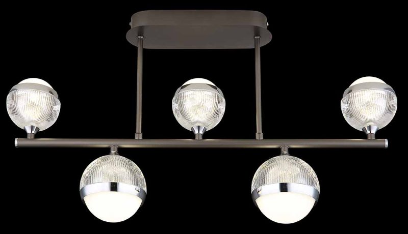 Horizontale plafondlamp antraciet/chroom 5-acrylglasbol Globo Untsy - Afbeelding 4