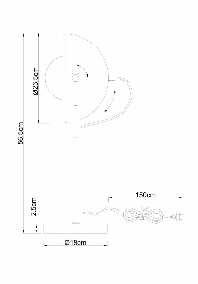 Industriële tafellamp zwart koepelkap goudgevoerd Globo Xirena - Afbeelding 3