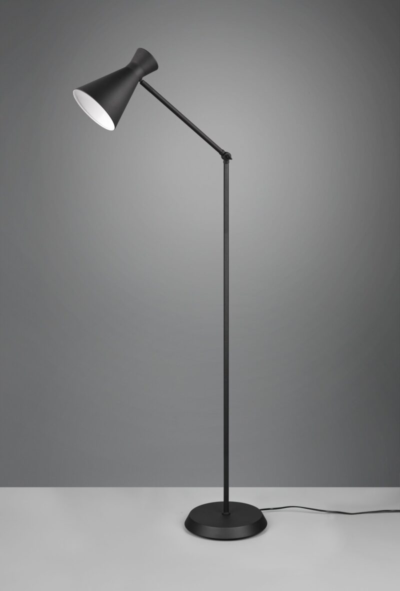 Industriële vloerlamp trechterkap zwart Enzo - Afbeelding 3