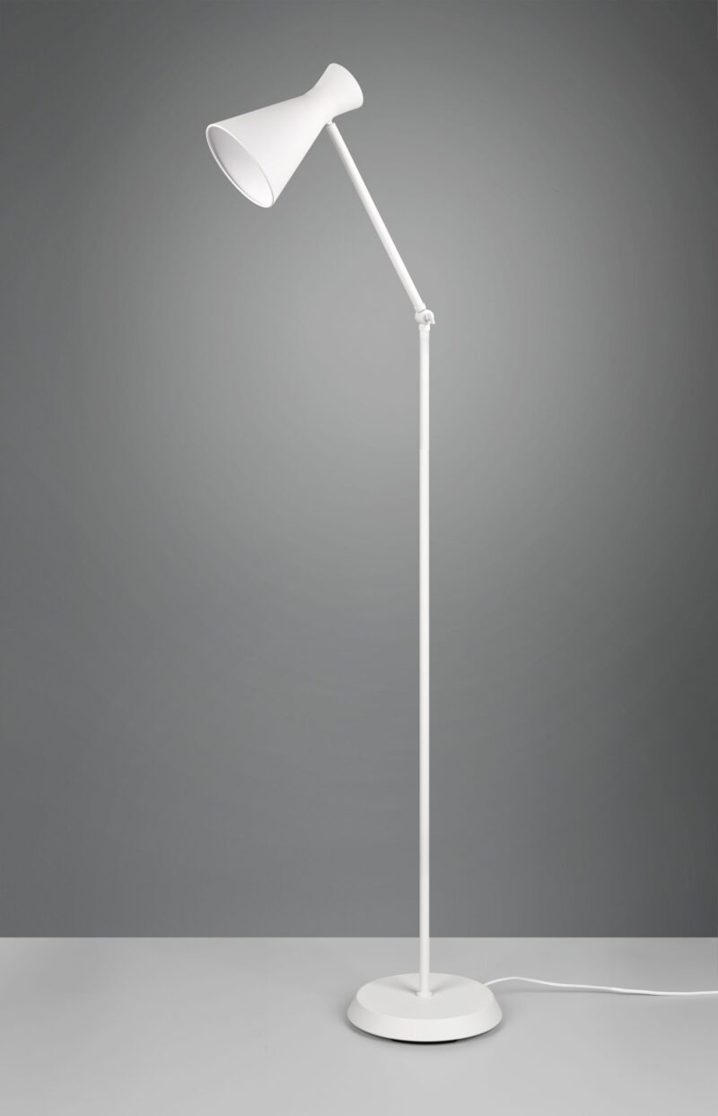 Industriële witte vloerlamp trechterkap Enzo - Afbeelding 2
