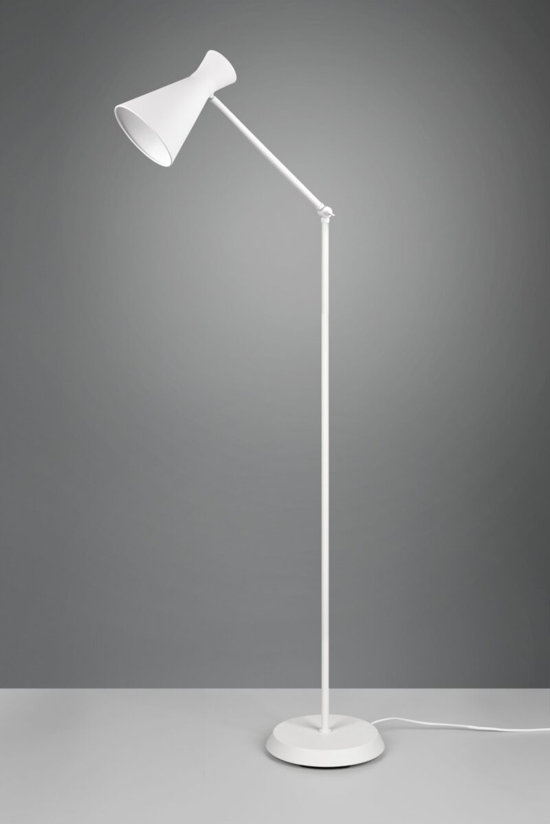 Industriële witte vloerlamp trechterkap Enzo - Afbeelding 3