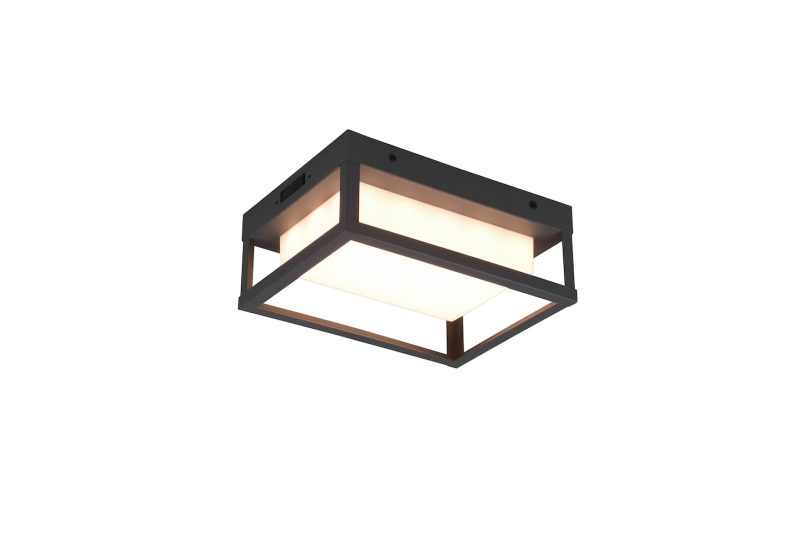Industriële zwart-witte vierkante buitenlamp Witham - Afbeelding 3