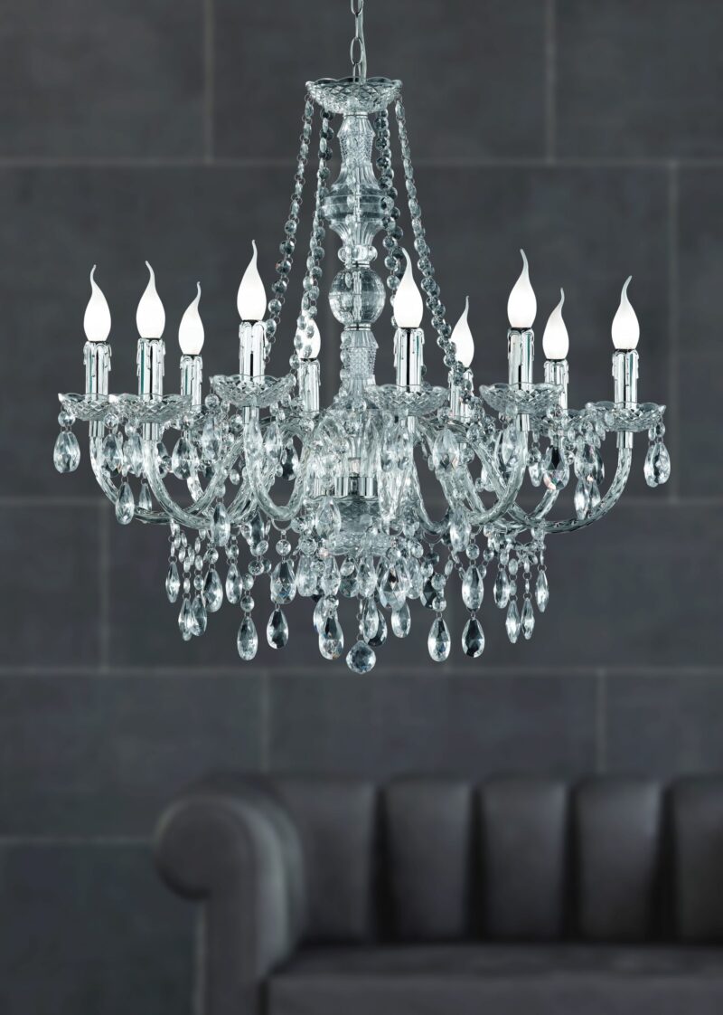 Klassieke glazen hanglamp diverse lichtpunten Lüster - Afbeelding 3