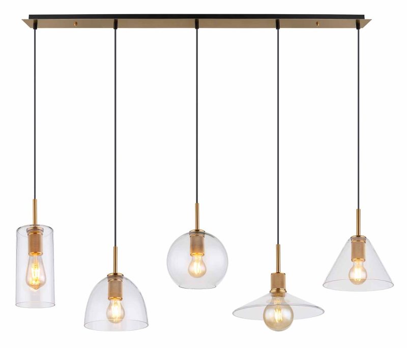 Klassieke messing hanglamp metaal Globo Adara - Afbeelding 2