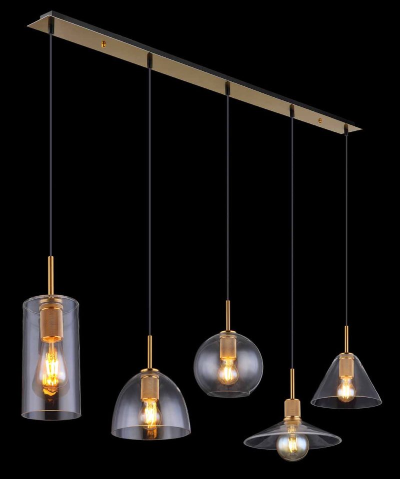 Klassieke messing hanglamp metaal Globo Adara - Afbeelding 4