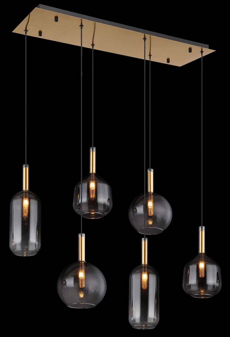 Klassieke messing hanglamp rookglas Globo Elisabeth - Afbeelding 4