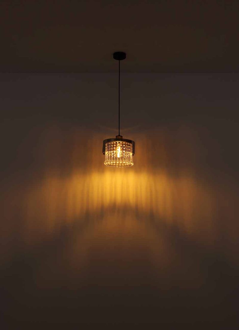 Klassieke metalen glazen zwarte hanglamp Globo Hendry - Afbeelding 3