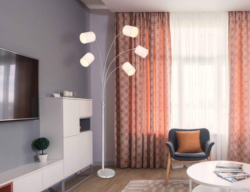 Klassieke nikkelen metalen vloerlamp Globo Ava - Afbeelding 3