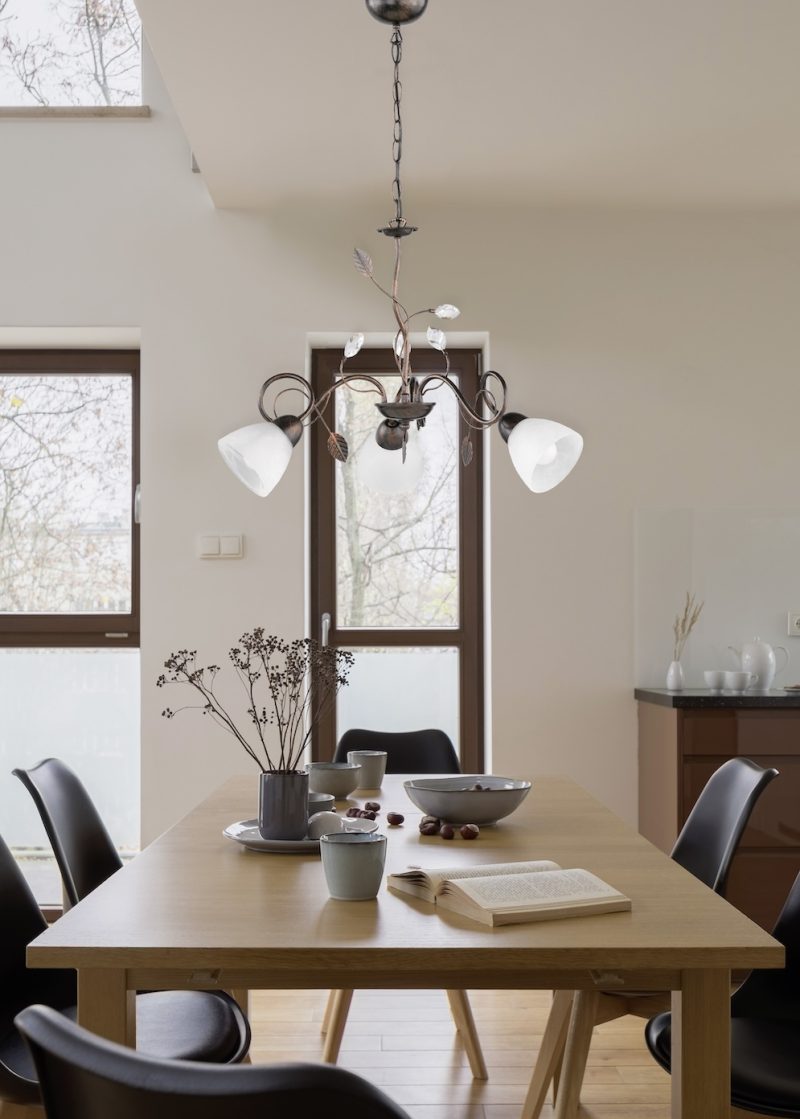 Klassieke witte hanglamp drie lichtpunten Traditio - Afbeelding 2