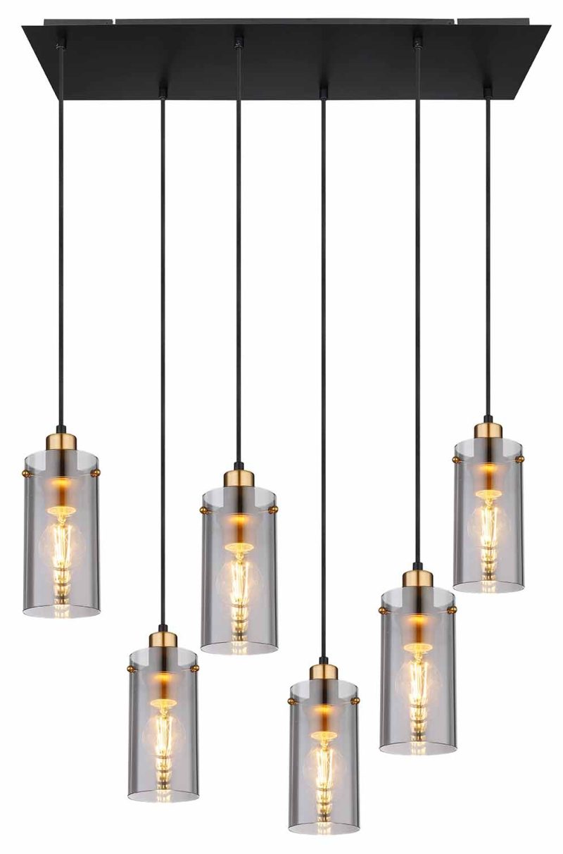 Kokervormige zwarte klassieke hanglamp Globo Fanni - Afbeelding 2