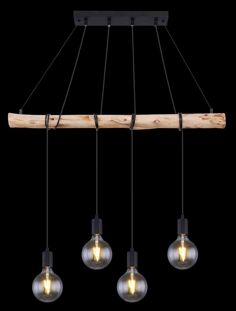 Landelijke balk hanglamp zwart Globo Auston - Afbeelding 5