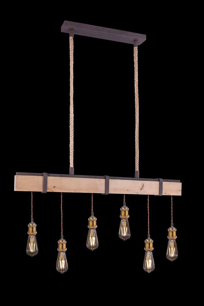 Landelijke bruine hanglamp metaal Globo Mucha - Afbeelding 4