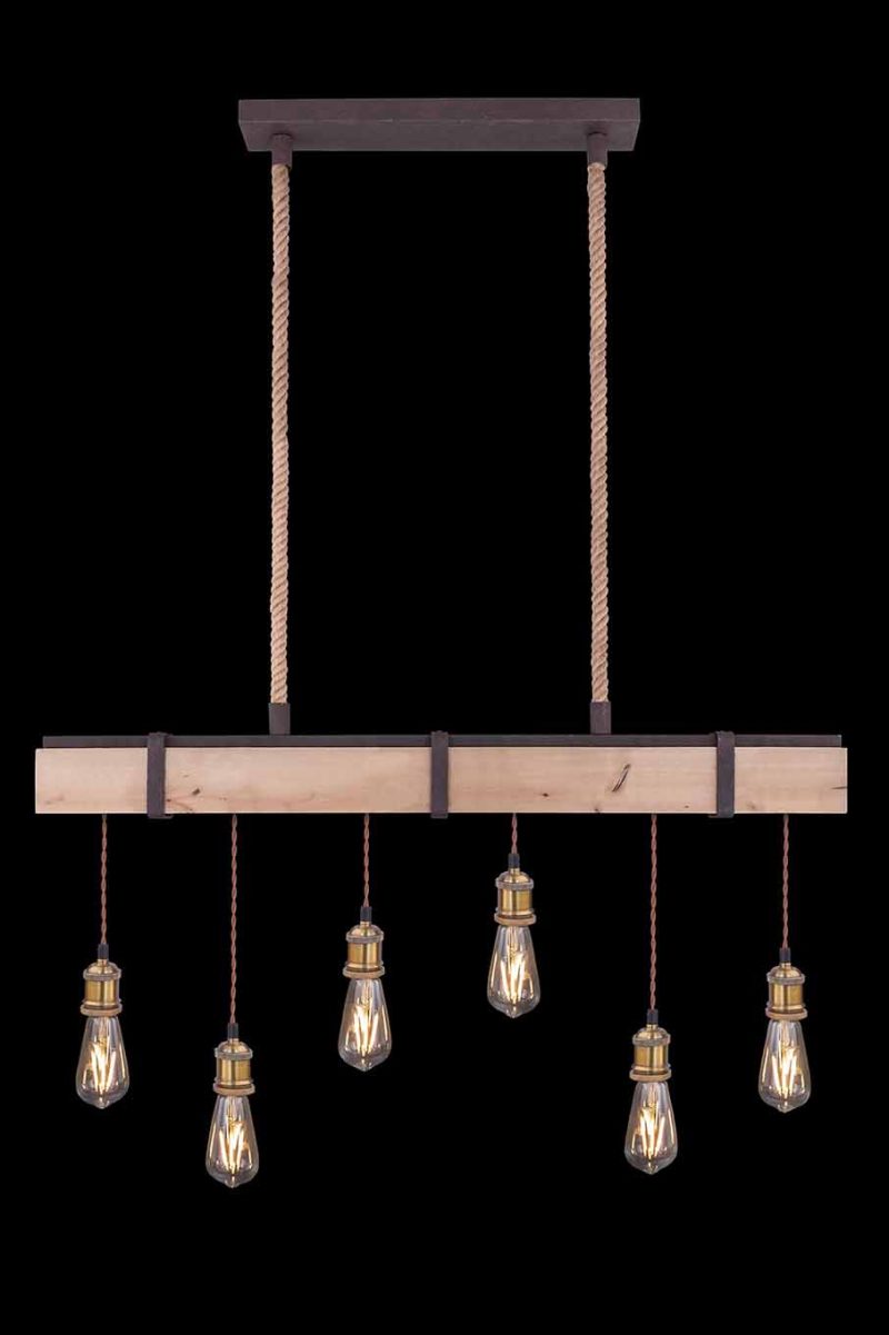 Landelijke bruine hanglamp metaal Globo Mucha - Afbeelding 5