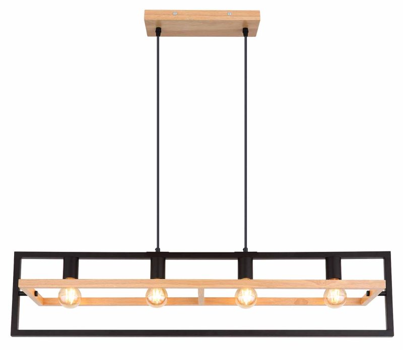 Landelijke bruine houten hanglamp Globo Erica - Afbeelding 2