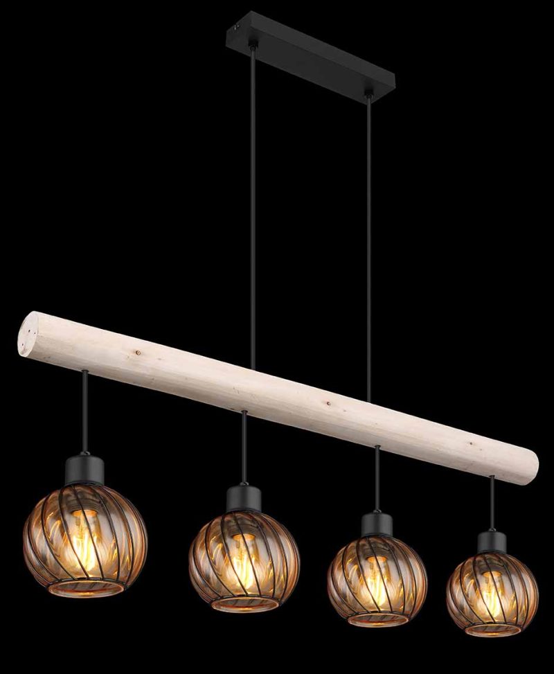 Landelijke hanglamp bollen zwart Globo Paulo - Afbeelding 4
