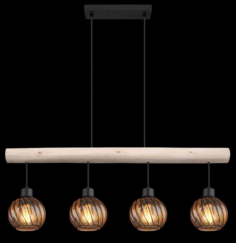 Landelijke hanglamp bollen zwart Globo Paulo - Afbeelding 5
