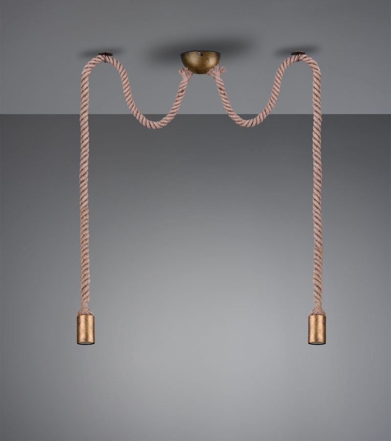 Landelijke hanglamp brons metaal Rope - Afbeelding 2