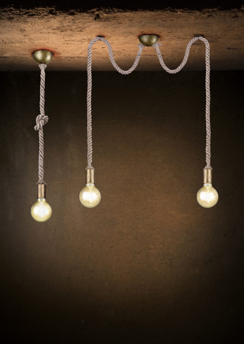 Landelijke hanglamp brons metaal Rope - Afbeelding 3