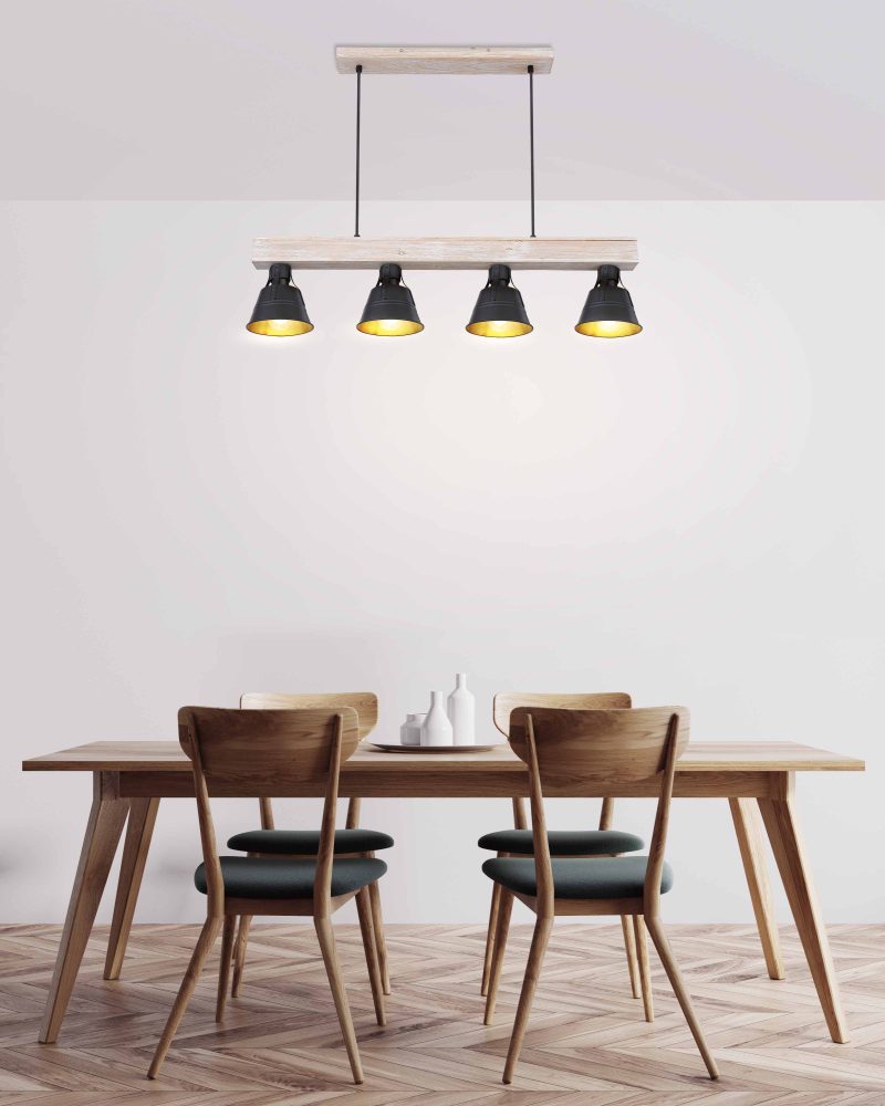Landelijke houten hanglamp naturel Globo Gunther - Afbeelding 4