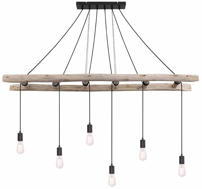 Landelijke houten hanglamp naturel Globo Irmgard - Afbeelding 2