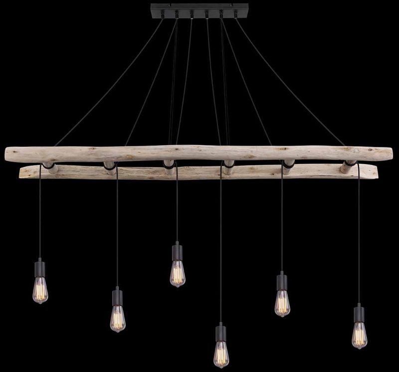 Landelijke houten hanglamp naturel Globo Irmgard - Afbeelding 5