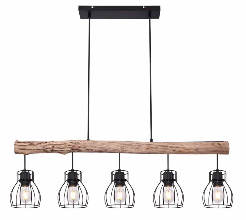 Landelijke metalen hanglamp zwart Globo Mina - Afbeelding 2