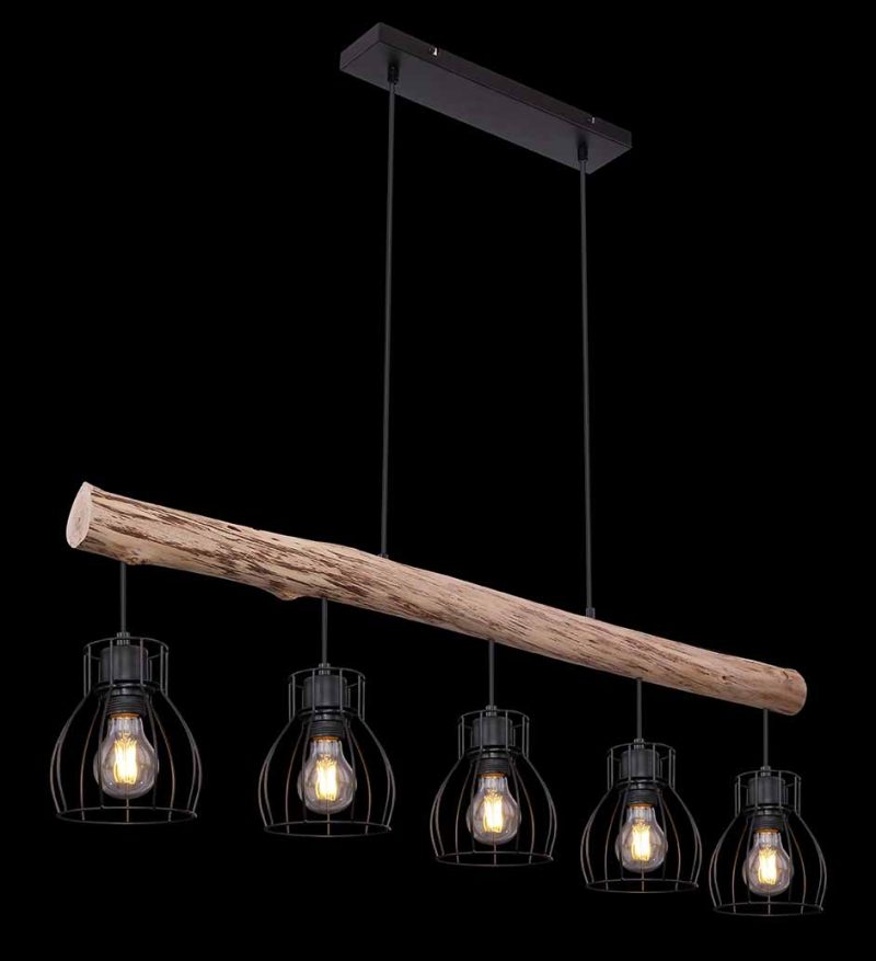 Landelijke metalen hanglamp zwart Globo Mina - Afbeelding 5