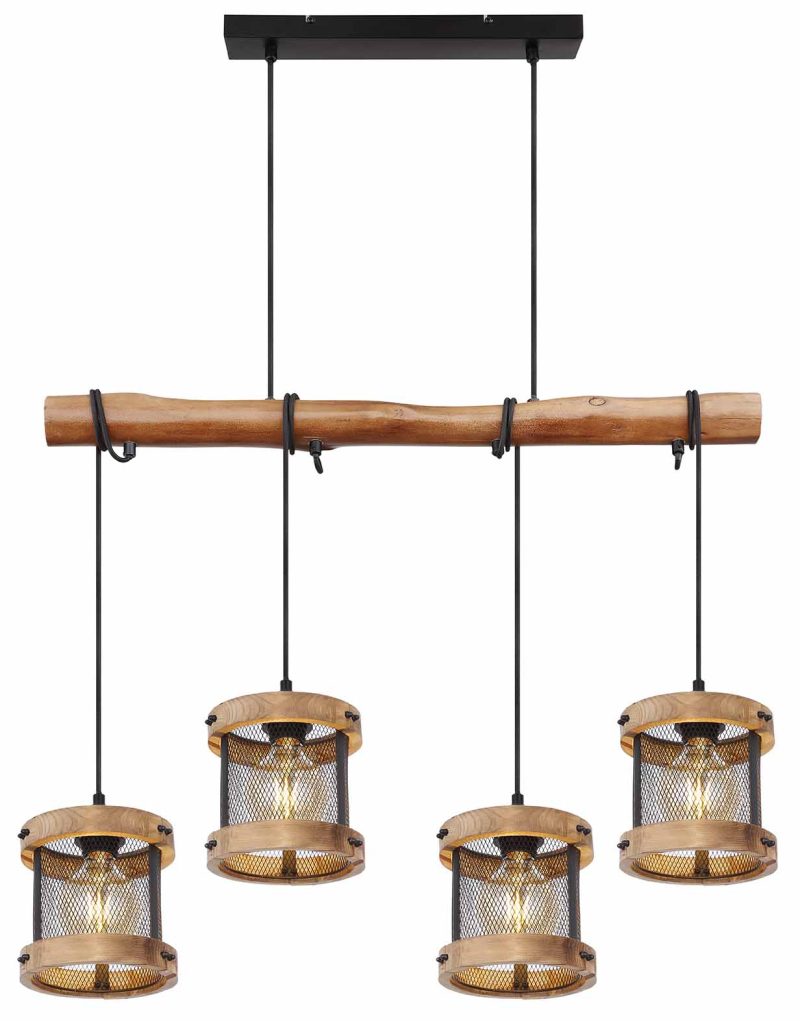 Landelijke metalen hanglamp zwart Globo Jeanie - Afbeelding 2