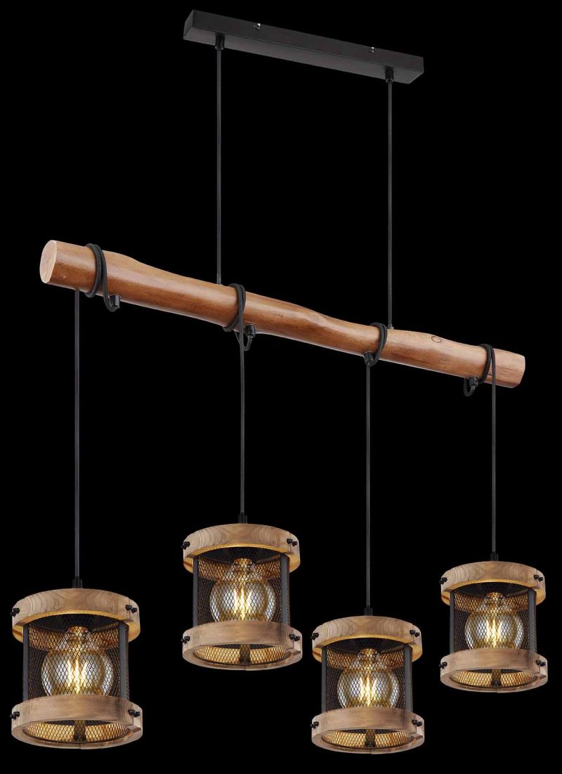 Landelijke metalen hanglamp zwart Globo Jeanie - Afbeelding 4