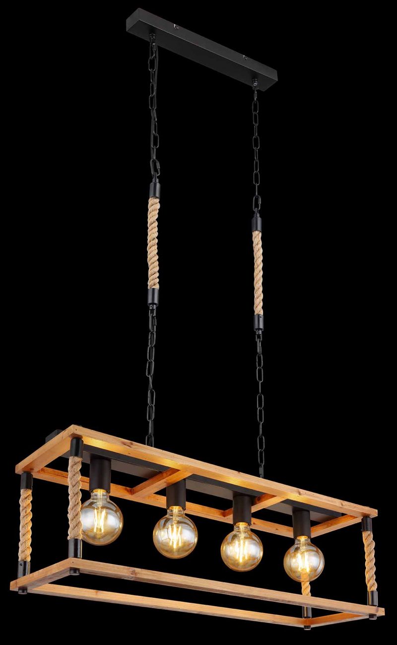 Landelijke metalen hanglamp zwart Globo Vernon - Afbeelding 4