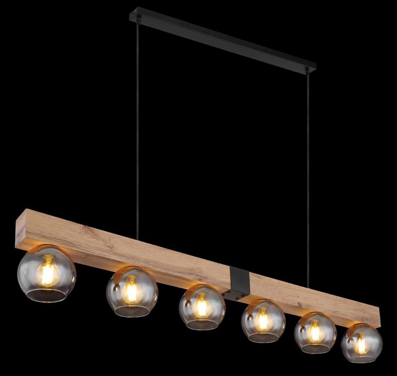 Landelijke metalen zwarte hanglamp Globo Moitas - Afbeelding 4