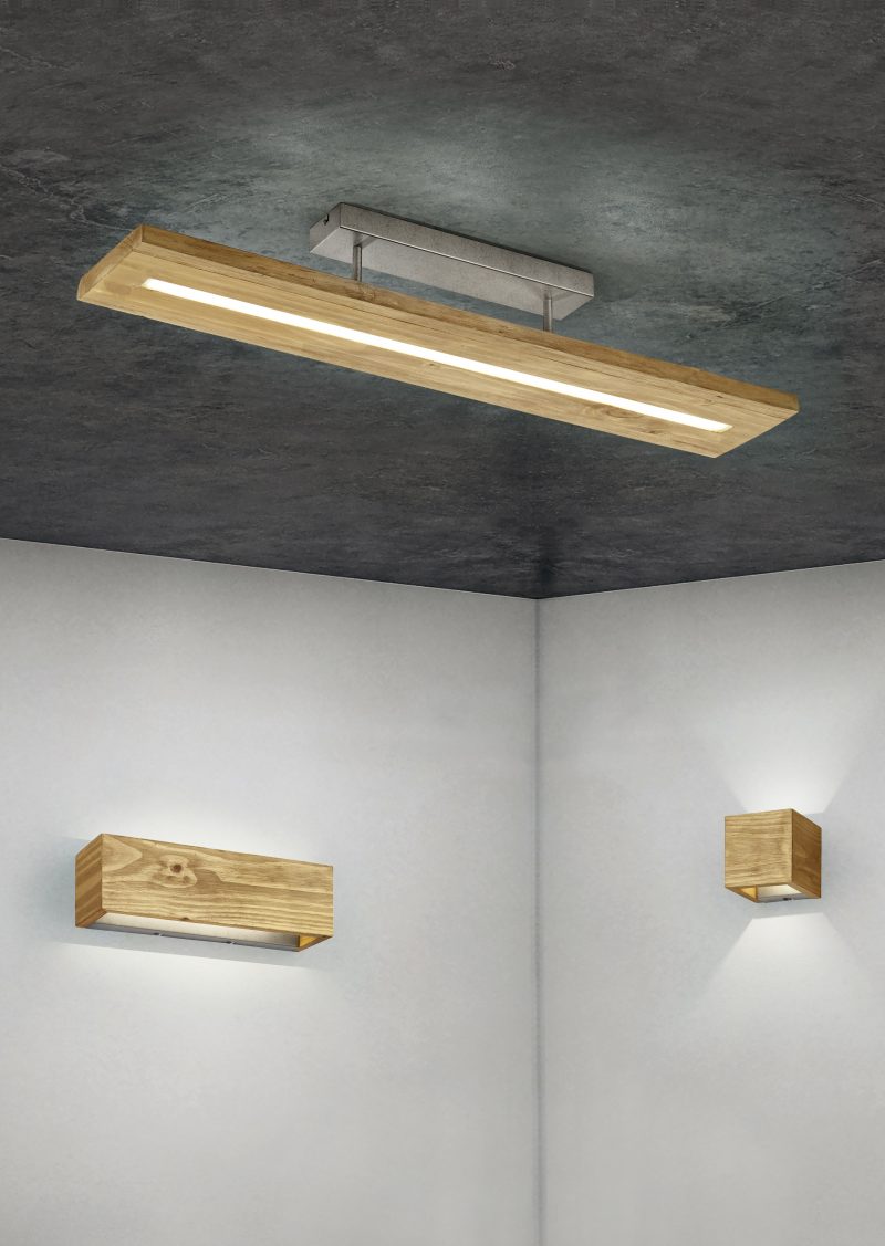 Landelijke naturel houten wandlamp Brad - Afbeelding 2