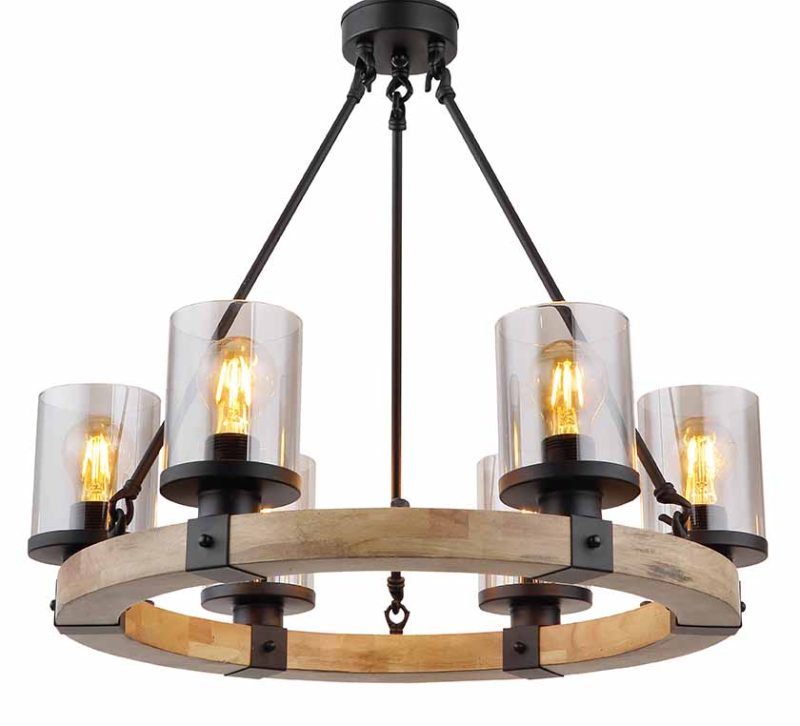 Landelijke ronde zwarte hanglamp Globo Lila - Afbeelding 2
