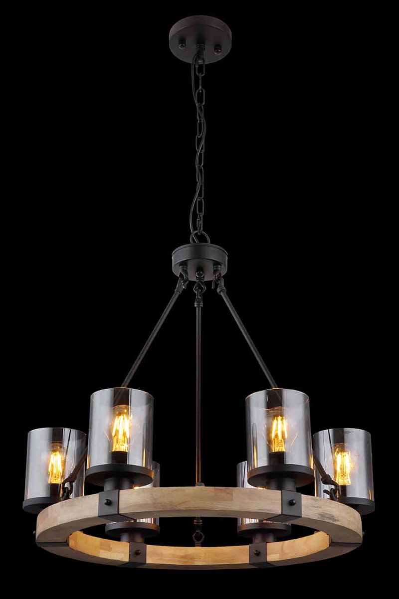 Landelijke ronde zwarte hanglamp Globo Lila - Afbeelding 3