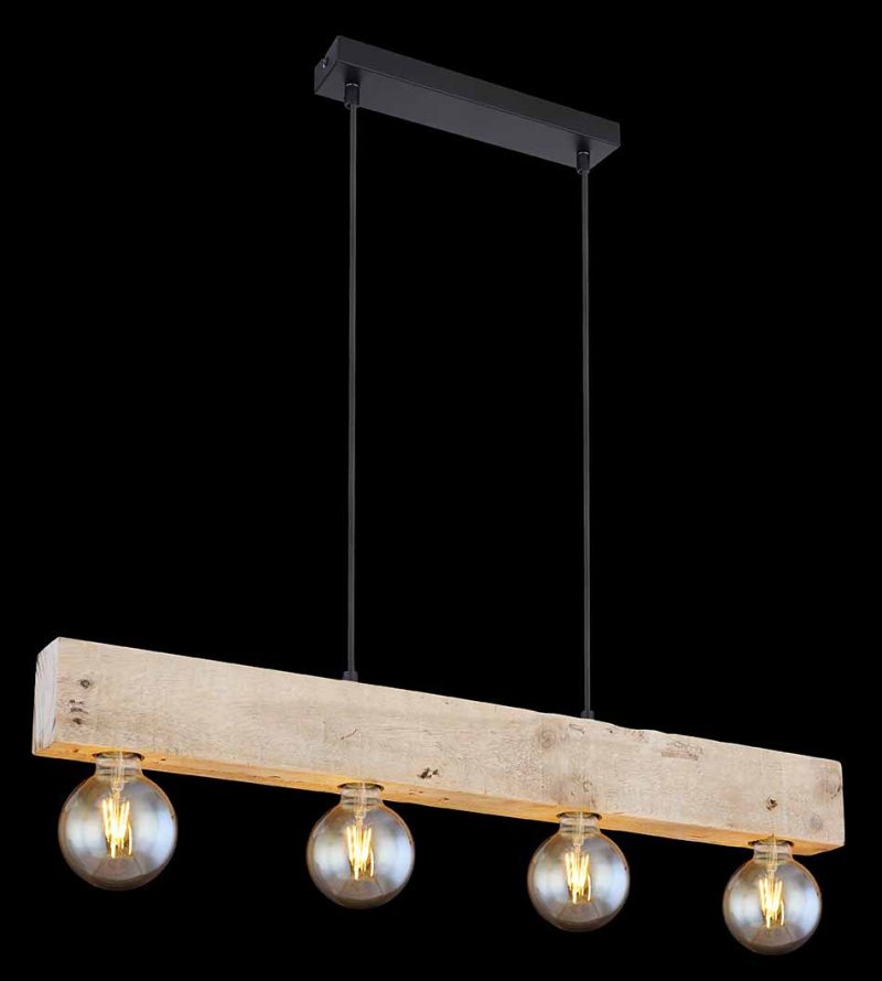 Landelijke zwarte hanglamp langwerpig Globo Adalie - Afbeelding 4