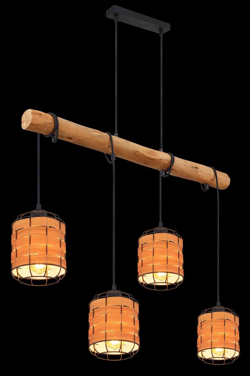 Landelijke zwarte metalen hanglamp Globo Elmar - Afbeelding 4