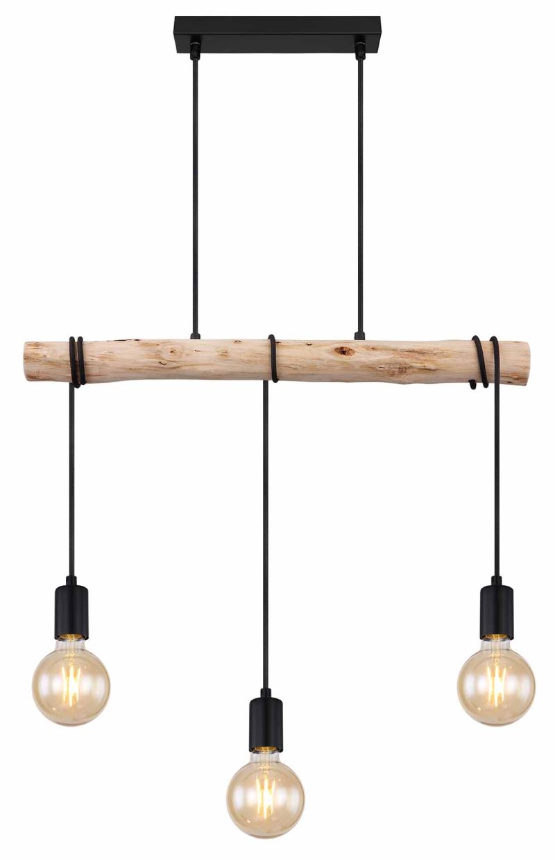 Landelijke zwarte metalen hanglamp Globo Gregor - Afbeelding 2