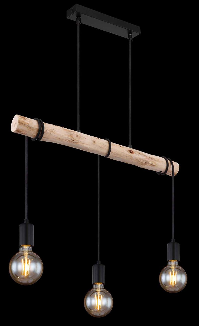 Landelijke zwarte metalen hanglamp Globo Gregor - Afbeelding 4